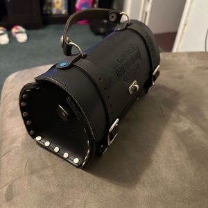 Vintage Harley Davidson Motorcycle Leather USA Black Logo Biker Saddlebag Purse